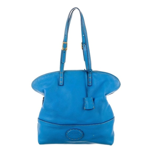 Authentic Fendi Selleria Blue Color Block Tote - Picture 1 of 10